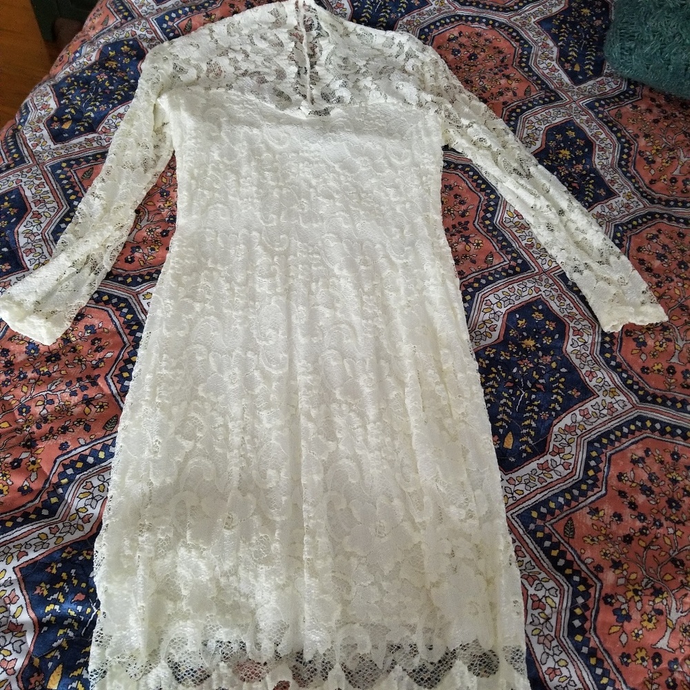 Asos Off White Lace body contour dress